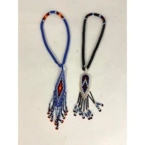 Vintage Southwestern‎ Style Seed Bead Necklace Lot Fringe Medallion